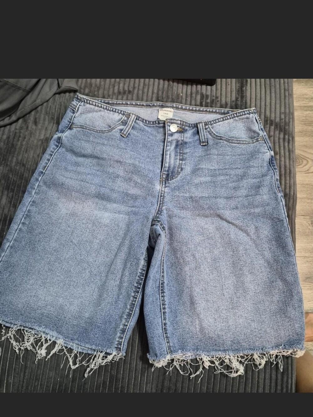 No Boundaries Frayed Hem Light Blue Denim Bermuda Shorts